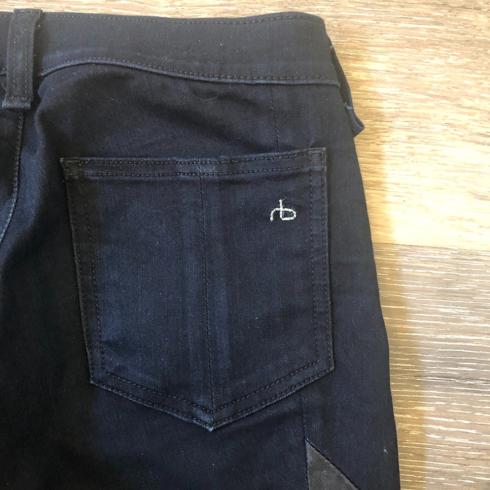 🎉2xHP🎉 Rag & Bone Midnight Leather Trim Skinny Jeans - Picture 13 of 13